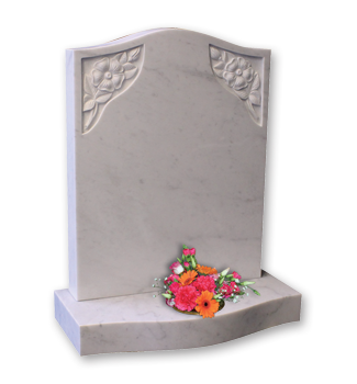 Corners emphasized with deep carved flowers adding a border for inscription