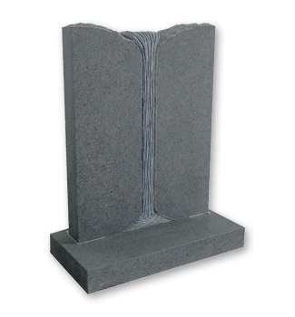 Waterfall carving divides memorial making it suitable for 2 inscriptions