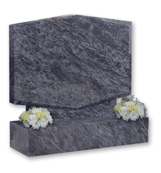 Vibrant multi-coloured granite carved into a modern shape with chamfered edges