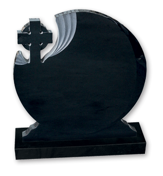 A small wheel cross and carved fan effect make a modern cross memorial