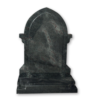 Gothic top with raised lettering panel and corner stepped base