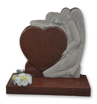 Hand carved angel cupping heart