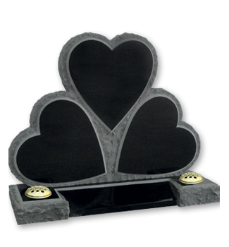 Triple raised hearts highlighted by contrasting granite finishes