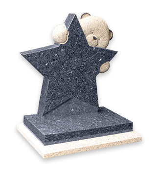 Carved bear hugging polished star. Shown on a granite sub base