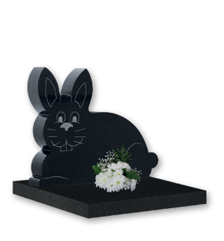 Bunny shape memorial with sand blasted features