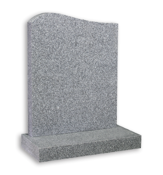 A memorial classic shaped headstone in light grey granite