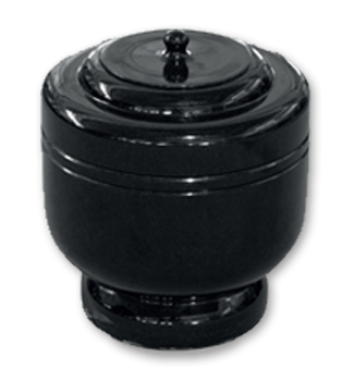 Turned black granite Urn with lid