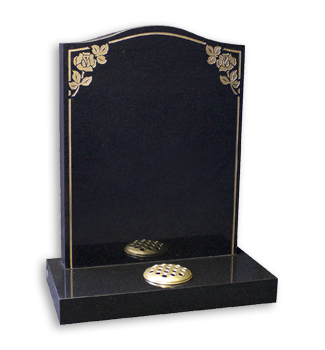 Dense Black granite with gilded roses and pin line