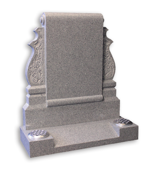 Raised scroll with a deep carved design