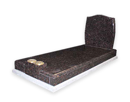 Onset cover slab and double foot vase sitting on a Granite foundation slab