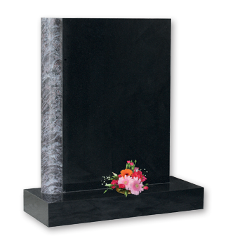Dense Black book of life headstone with Bahama inlaid spine. The spine can be made in any colour granite