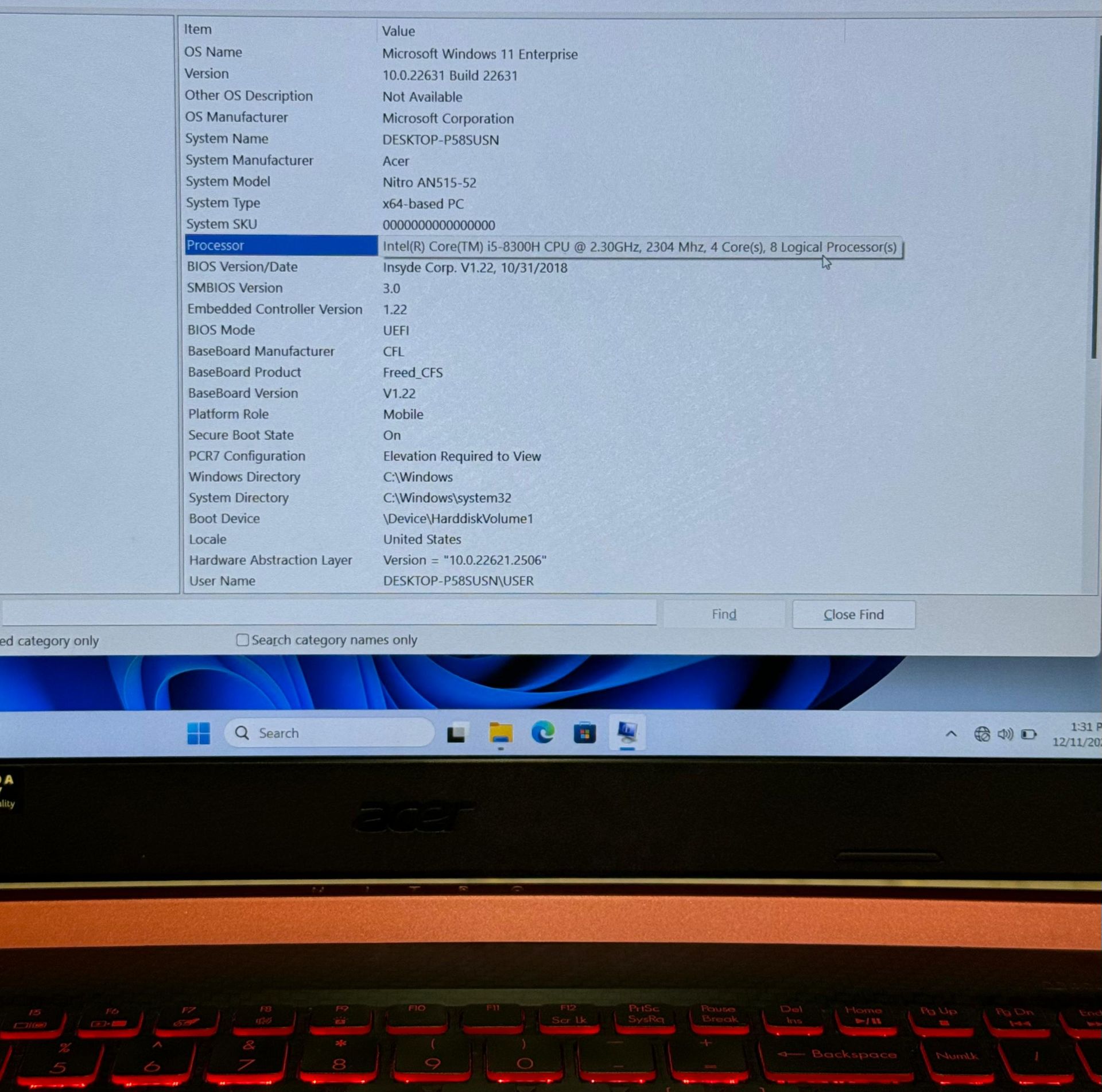 Acer Nitro5 AN515 -52 GAMING 7