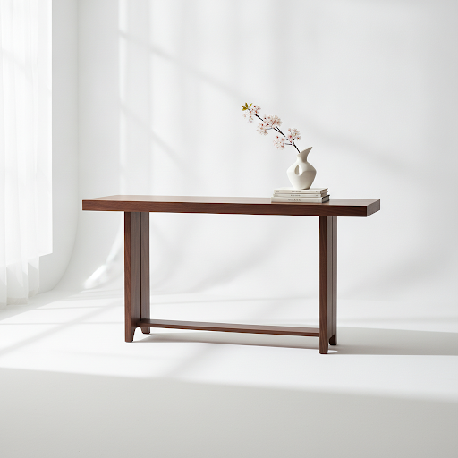 Aureate console table with thin brass framework