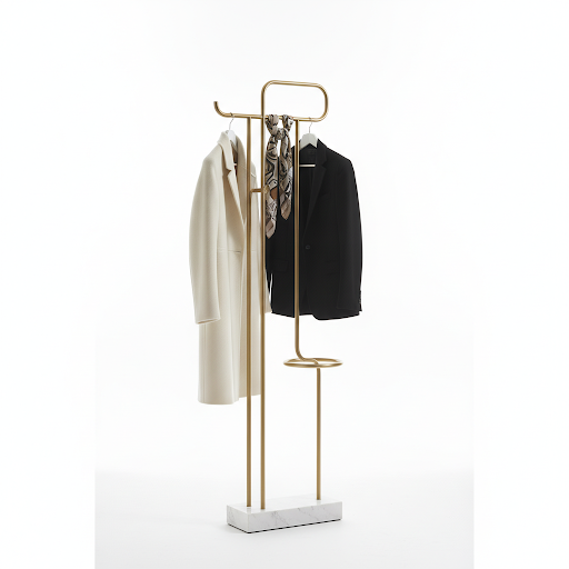 Gilded brass coat rack stand