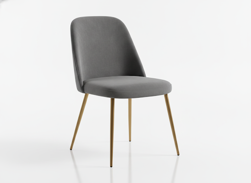 Mid-century modern velvet dining chair in taupe
