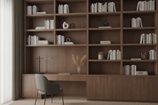 Modern solid walnut bookshelf and room divider